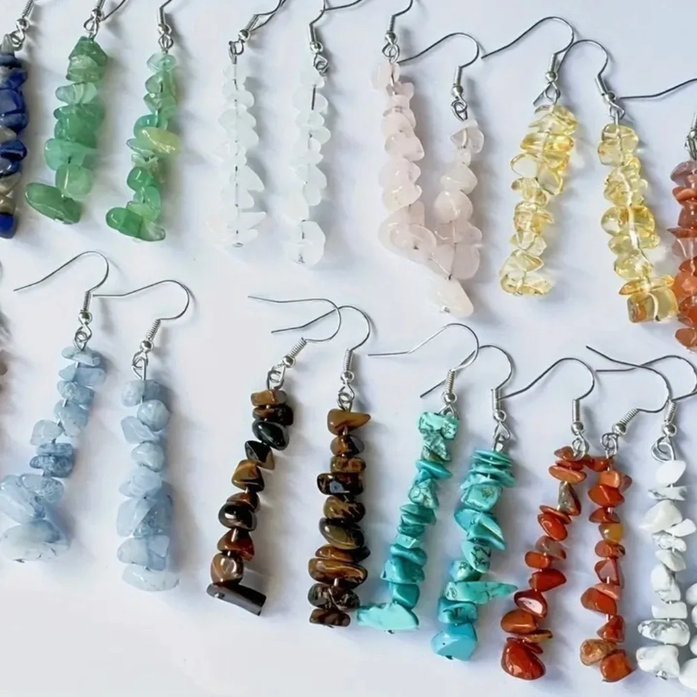 Natural Stone Light Blue Handcrafted Boho Jewelry Set – Bracelet & Earrings
